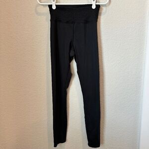 Spiritual Gangster Black Smocked Waist High Rise Full Length Leggings - Size M